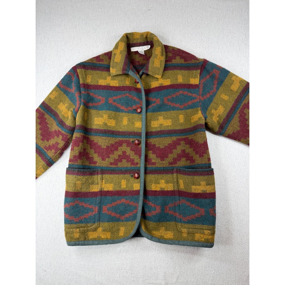 Vintage The Limited Wool Blend Southwestern Aztec Chore Button Jacket Petite SM